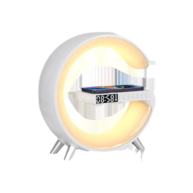 Neu Multifunktionale Bluetooth Lautsprecher Nachtlicht Drahtlose Ladegerät Uhr Wecker Atmosphäre Licht Geschenk 