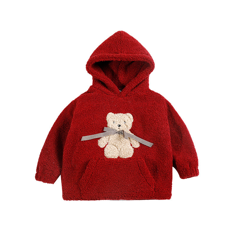Parent-child Clothing Autumn And Winter Clothing Sweater Plus Velvet Thick Mother And Daughter Clothing Foreign Style Korean Girls Cartoon Net Red Warm Wool Sweater
