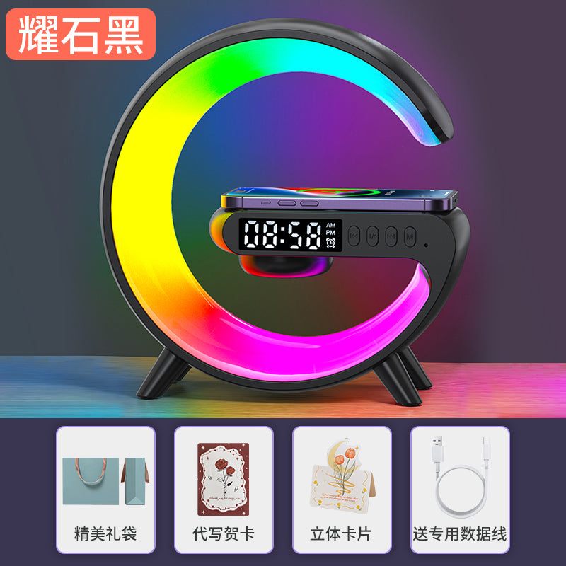 New Multifunctional Bluetooth Speaker Nightlight Wireless Charger Clock Alarm Clock Atmosphere Light Gift Audio